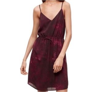 Aritzia Babaton Casimir Mini Dress M Burgundy Abstract‎ Sleeveless Lined